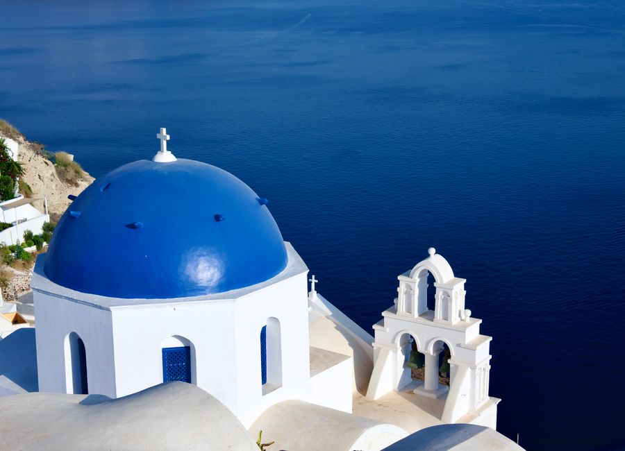 Santorini, Greece — a travel moment · stay connected with a Santorini eSIM from My Holiday SIM