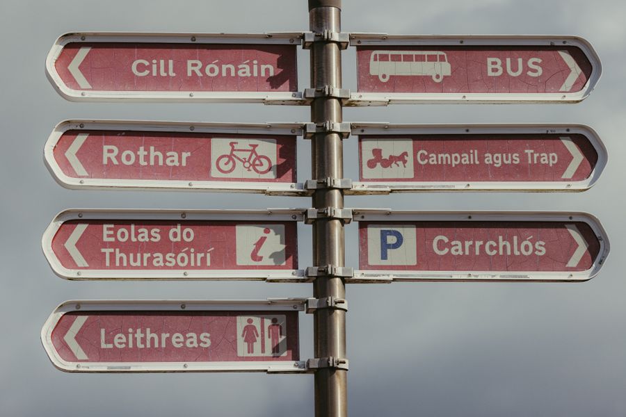 A multilingual signpost on Inishmore