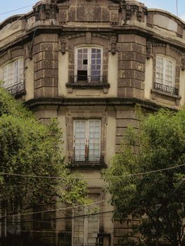 A historic building facade in Mexico City's vibrant downtown area.