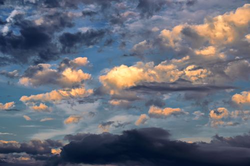 Free Stunning view of clouds illuminated by sunset hues over Collingwood, Ontario. Stock Photo