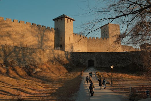 Captivating view of medieval Salzburger landscape with castle walls during fall, perfect for travel enthusiasts.