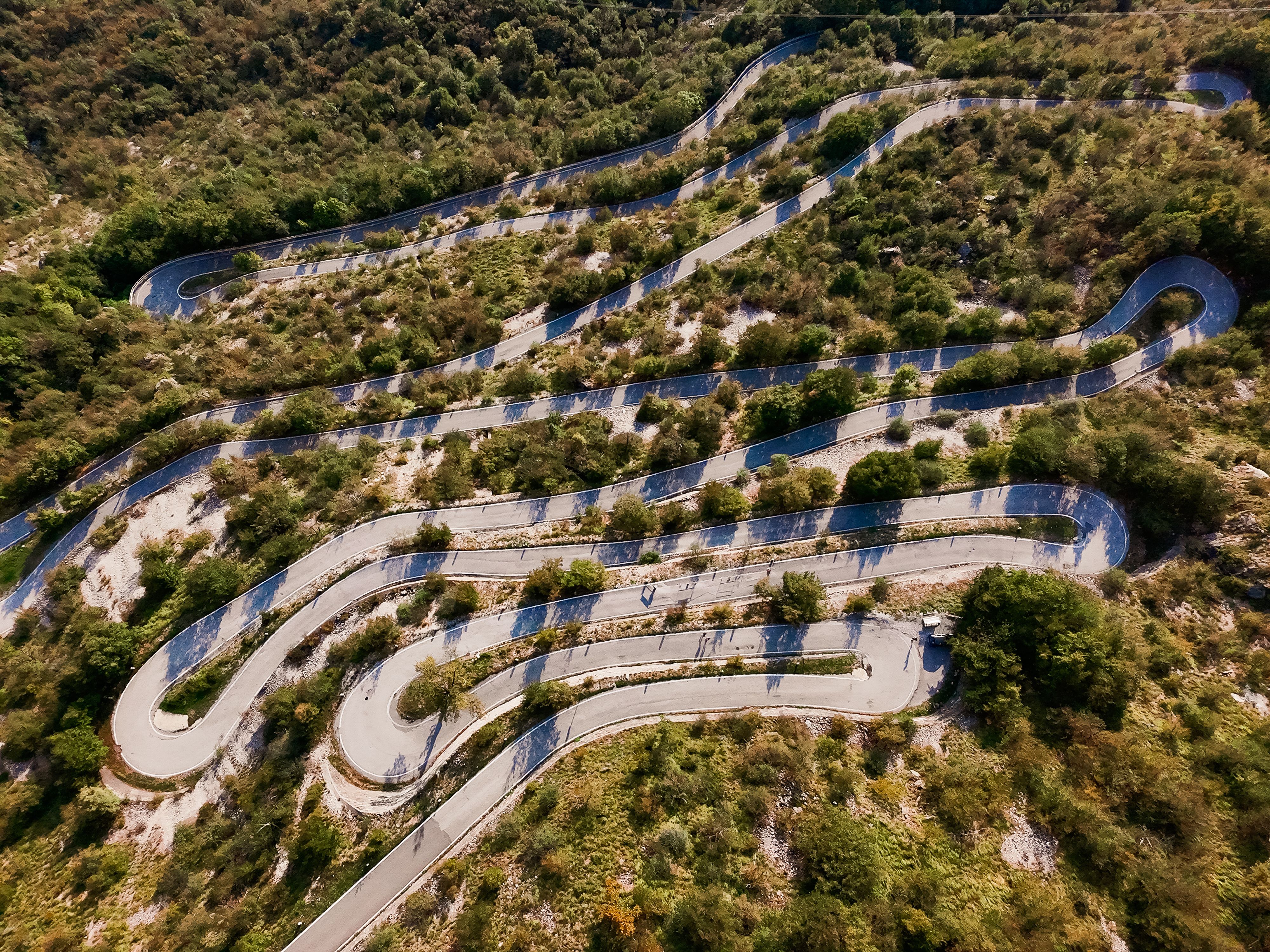 Hairpin bends of the Vršič Pass in the Julian Alps, Slovenia