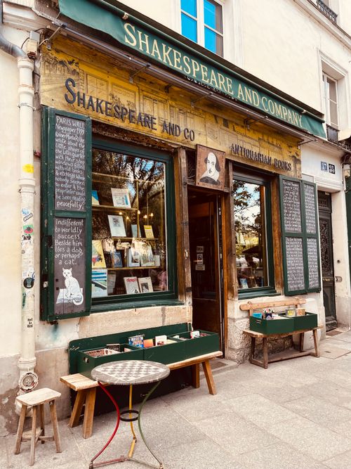 Free Charming exterior of Shakespeare and Company bookstore in Paris, France. Stock Photo