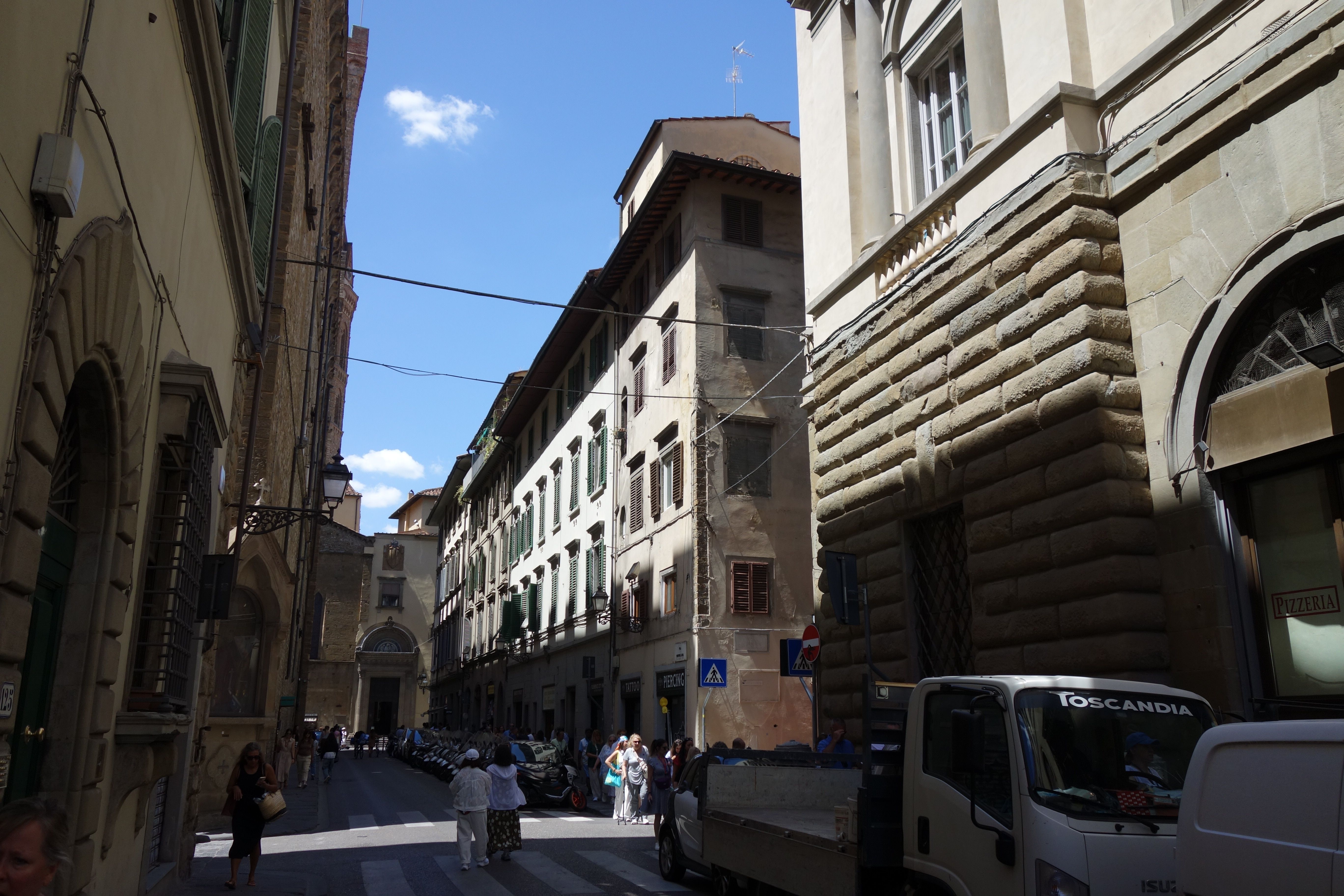 Stalls filled with leather goods at Mercato di San Lorenzo in Florence, Italy