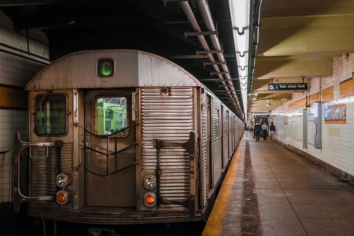 Gray Train in Subway Station