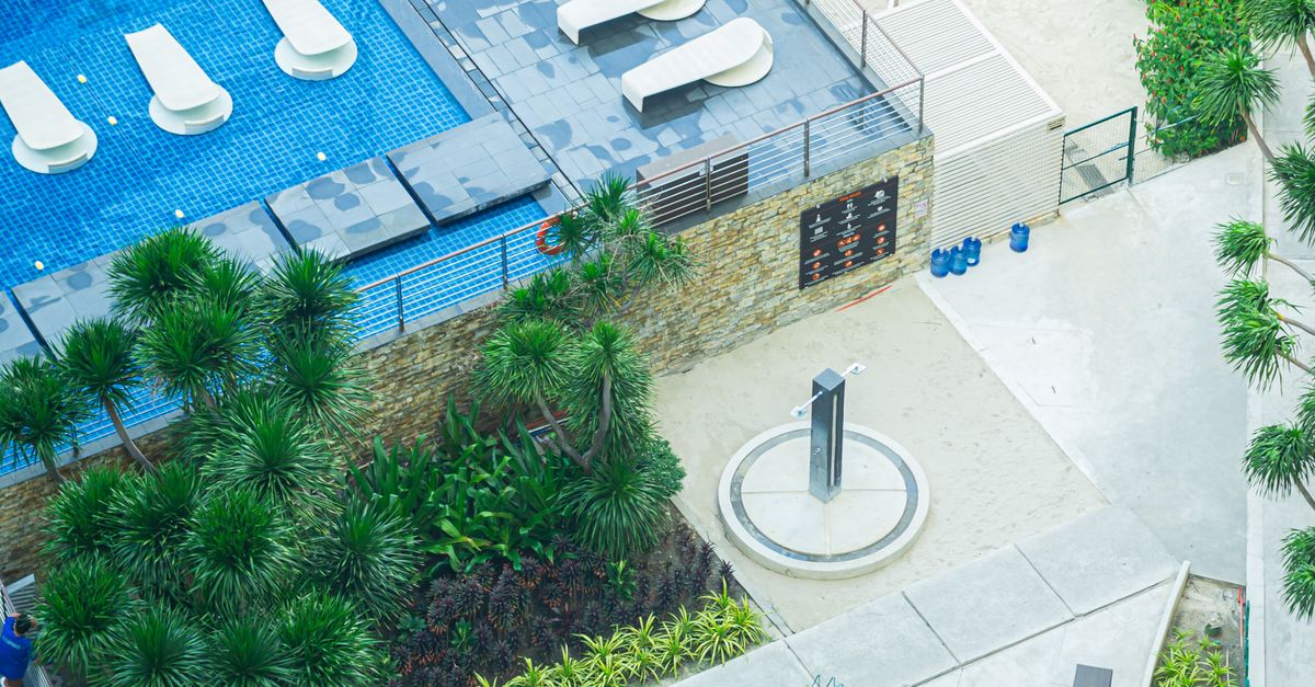 Aerial View of Modern Swimming Pool Area · Free Stock Photo