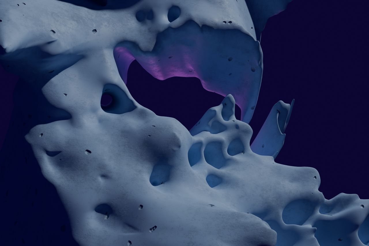 explore a captivating 3d render featuring abstract organic shapes and