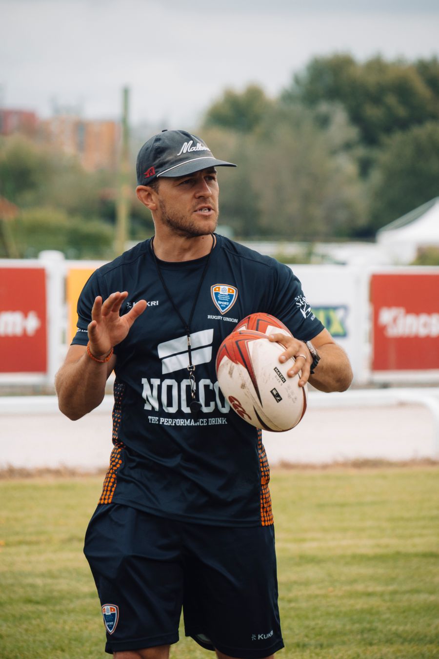 Rugby team taking part in an outdoor training session