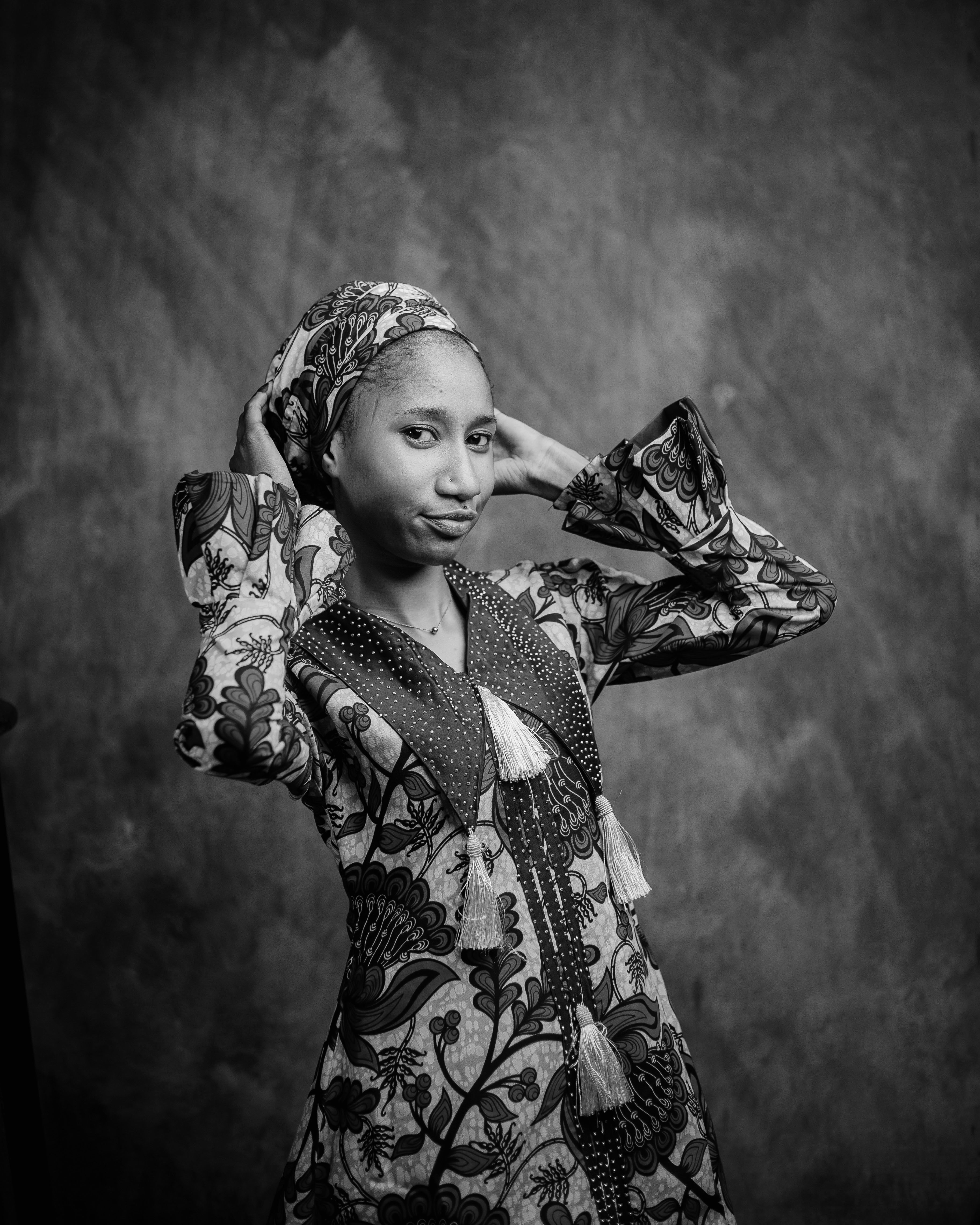 Black and White Portrait of Woman in Traditional Attire · Free Stock Photo