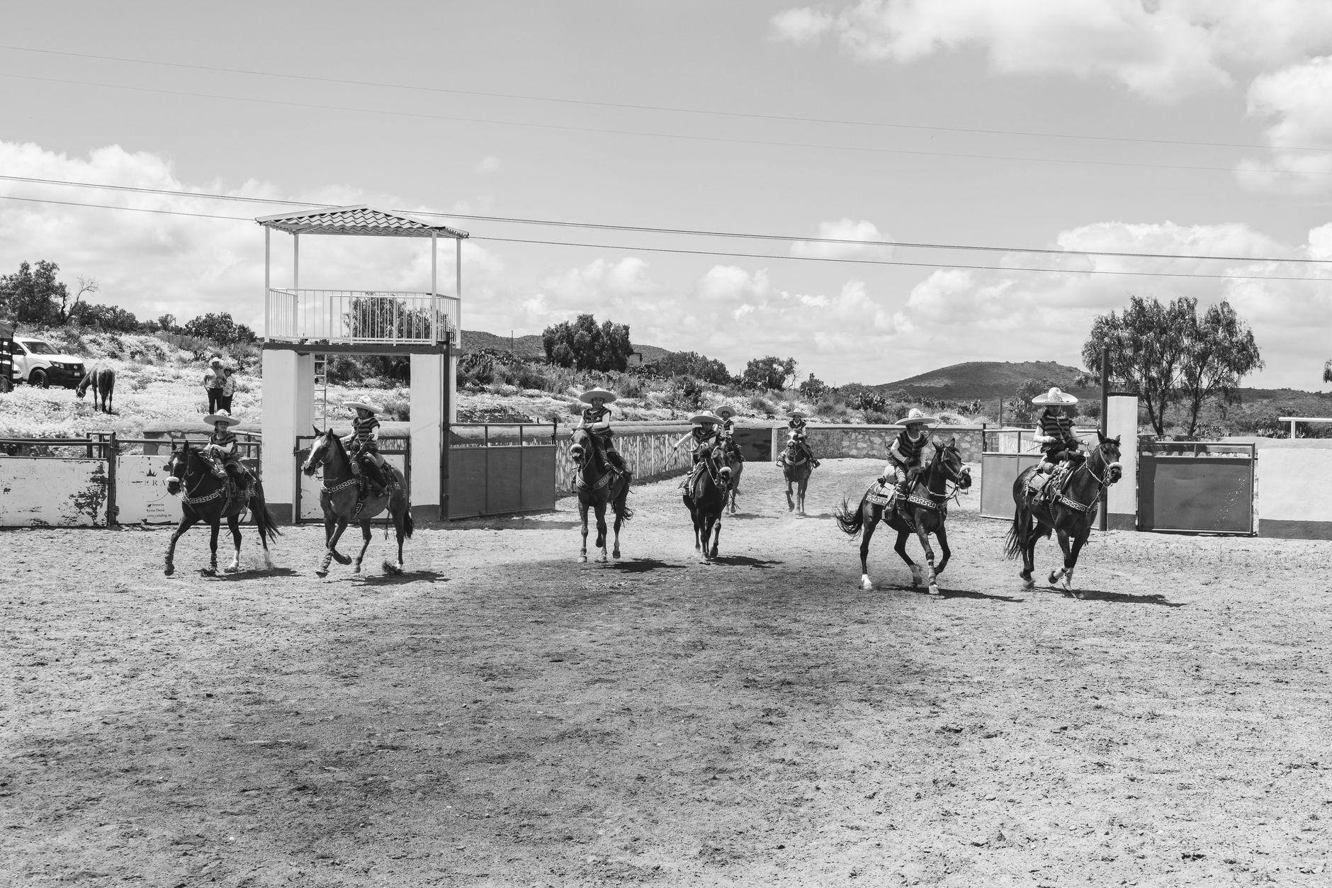 Charreria event in San Juan Tizahuapan, Hidalgo, captures skilled horsemen in action.