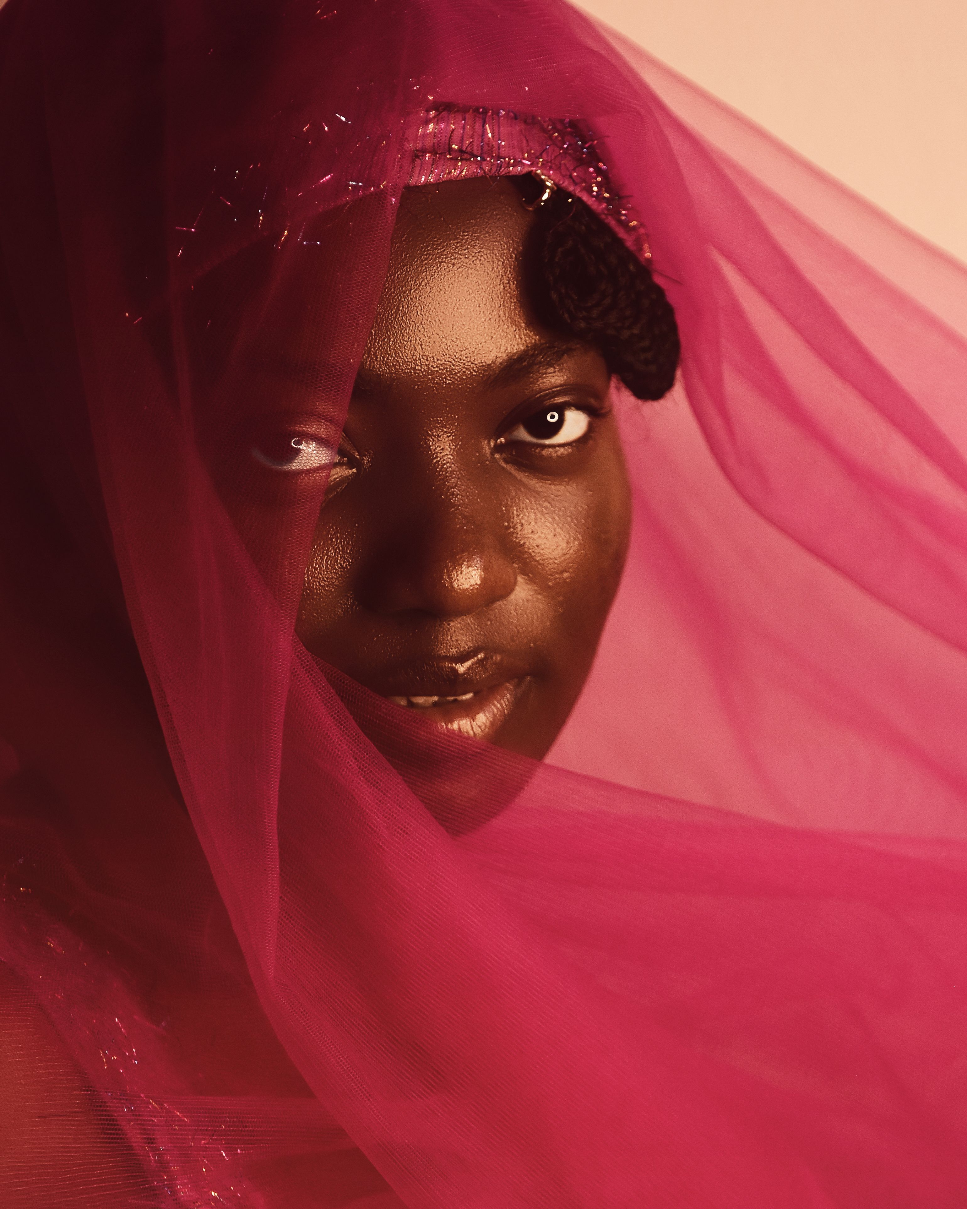 Elegant Portrait of Woman with Pink Veil · Free Stock Photo