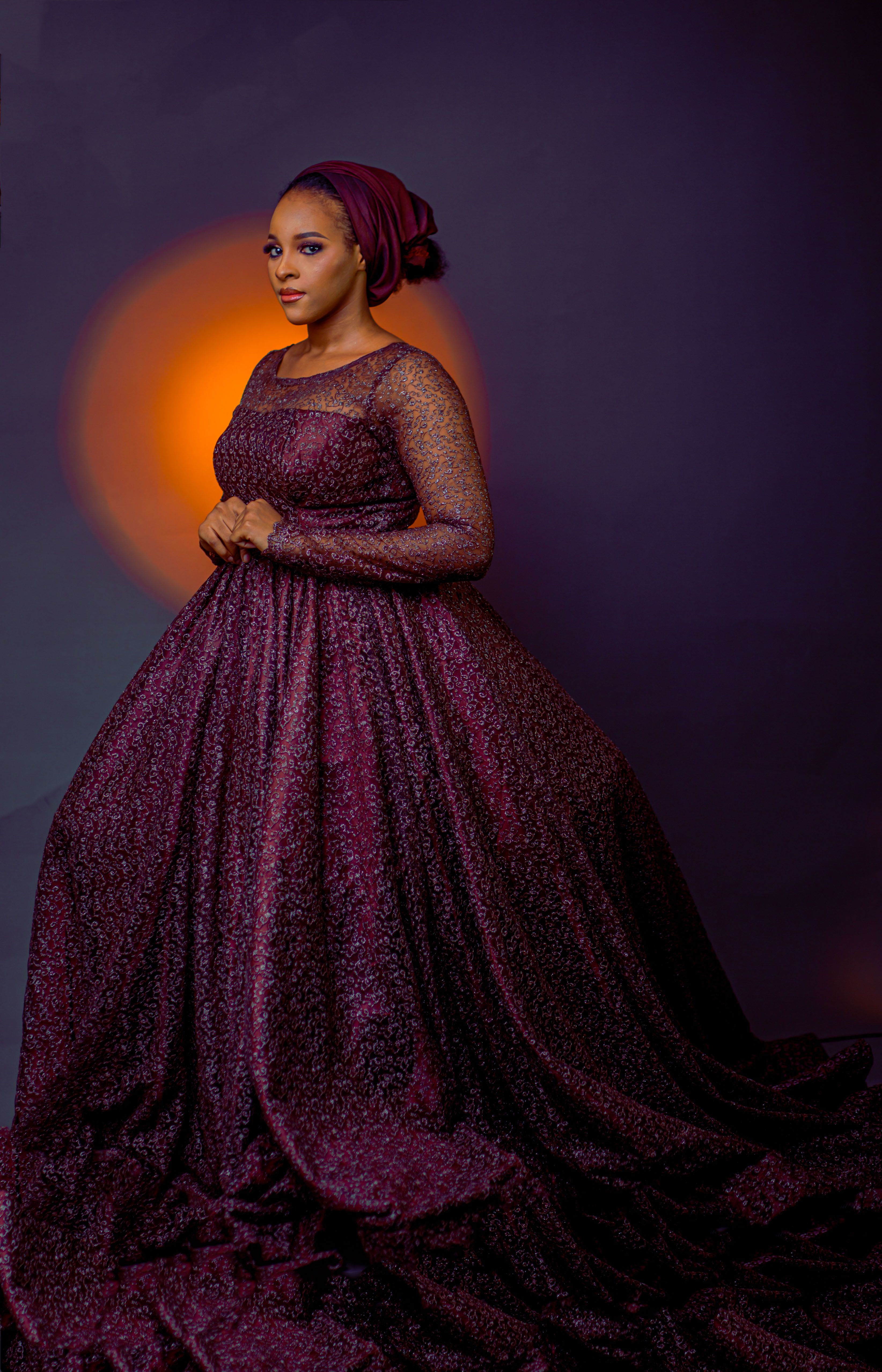 Elegant Nigerian Fashion Portrait with Lace Dress  Free Stock Photo