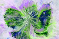 Vibrant Abstract Fluid Art in Green and Purple