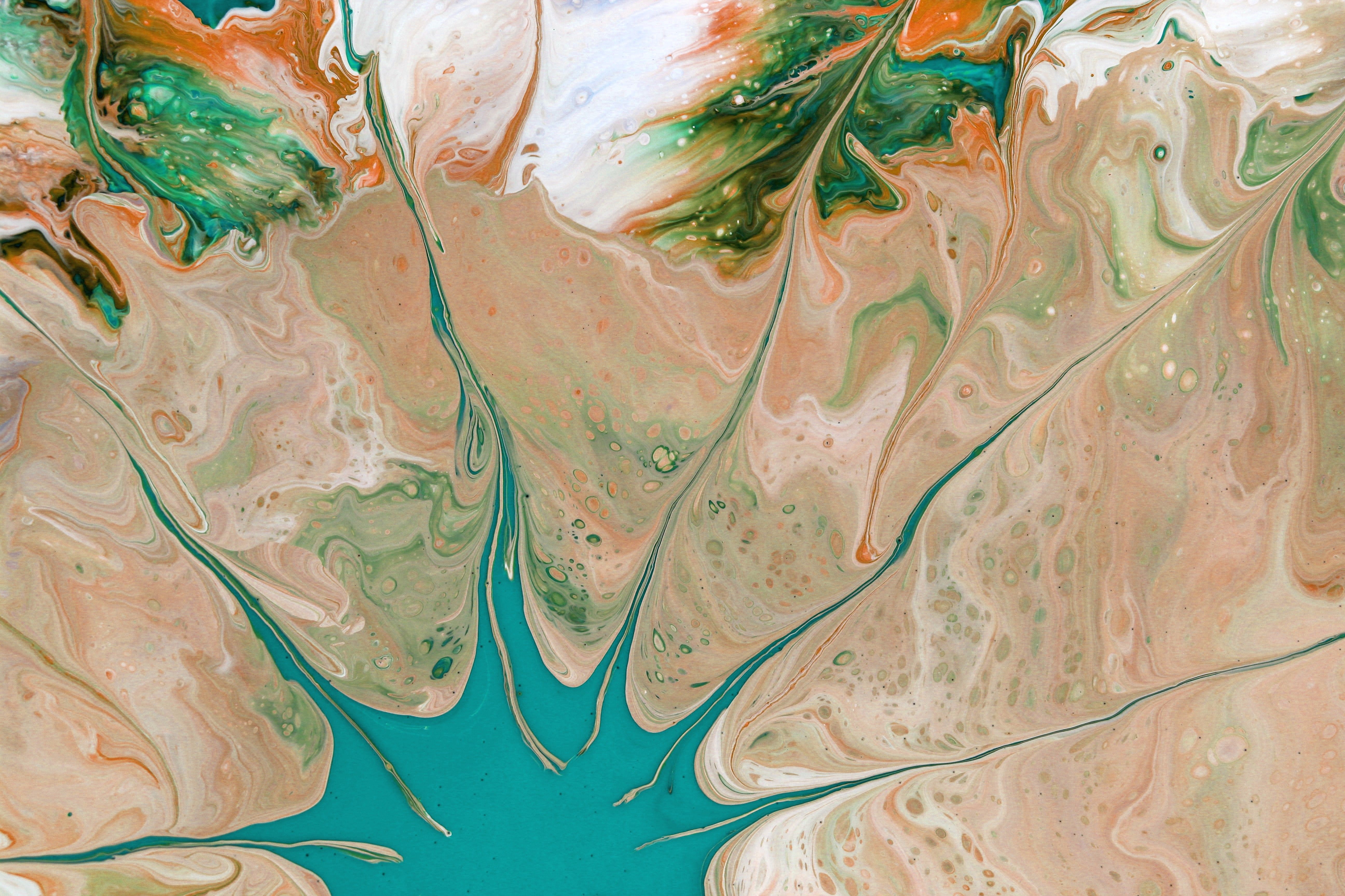 Abstract Fluid Art with Earthy Tones and Vibrant Turquoise · Free Stock ...