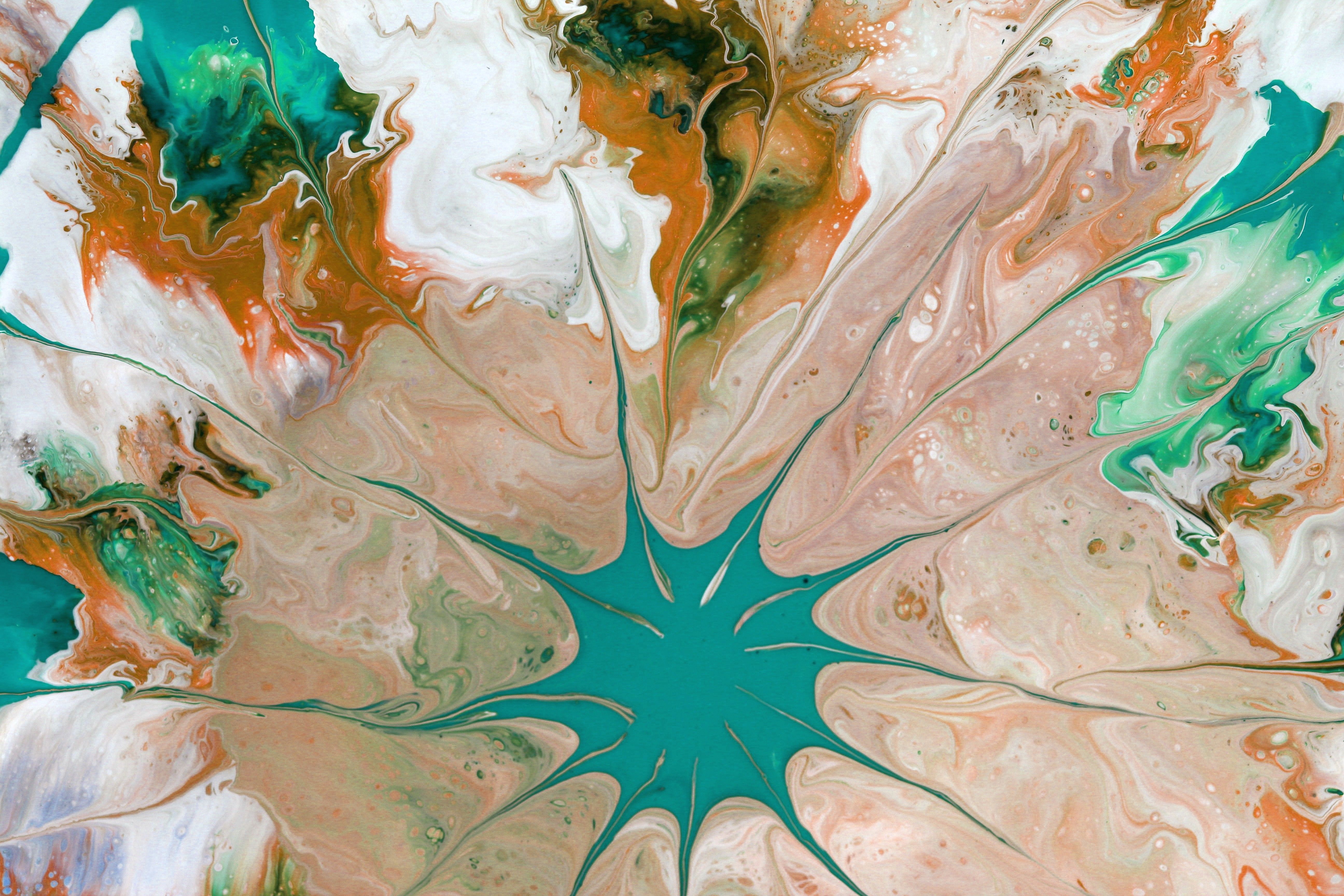 Vibrant Abstract Fluid Art in Teal and Orange · Free Stock Photo