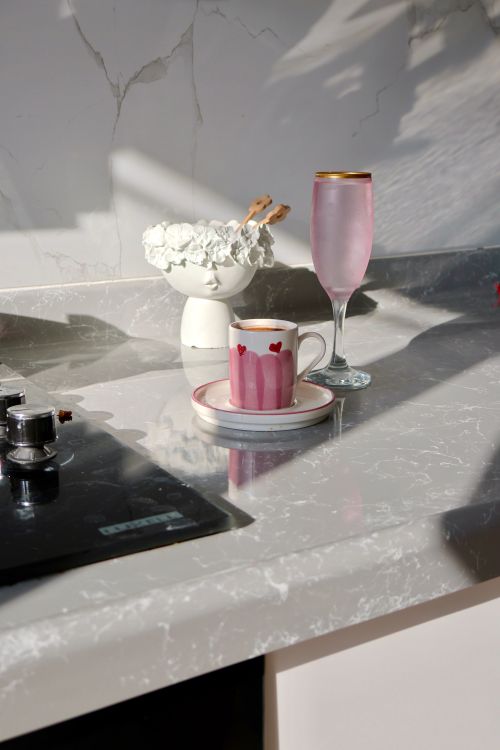 Pink Qu Counter Modern Kitchen Counter with Pink Accents · Free Stock Photo