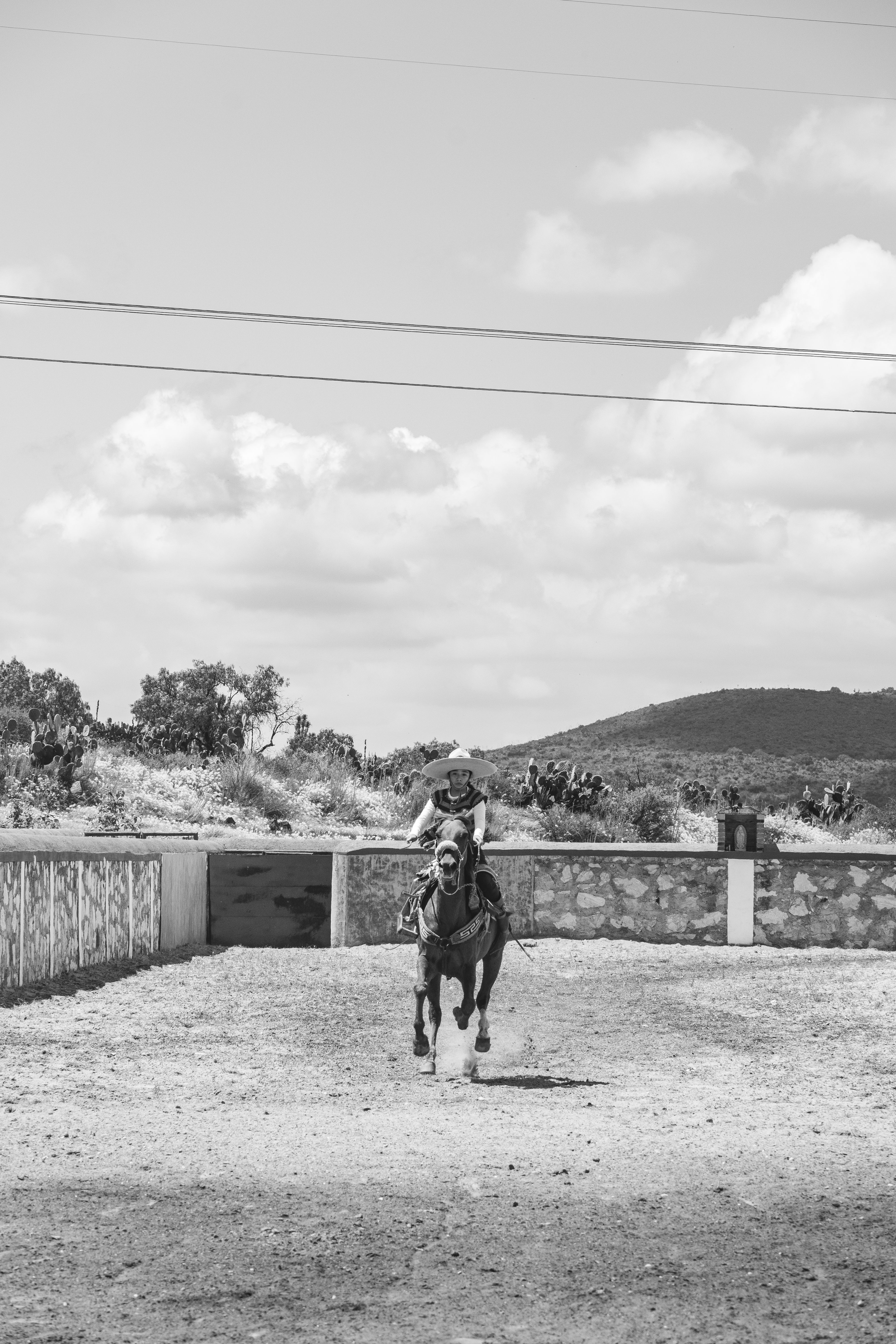 A horseback rider on a ranch in San Juan Tizahuapan, Hidalgo, Mexico, showcasing ranch life.