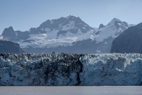 Free Breathtaking view of Glacier Bay with rugged ice formations and snow-capped mountains in Alaska. Stock Photo