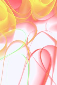 Dynamic abstract image featuring vibrant pastel swirls in pink, yellow, and orange hues.