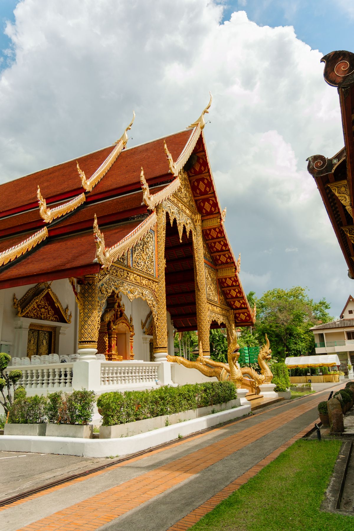 Ornate red-roofed temple in Chiang Mai