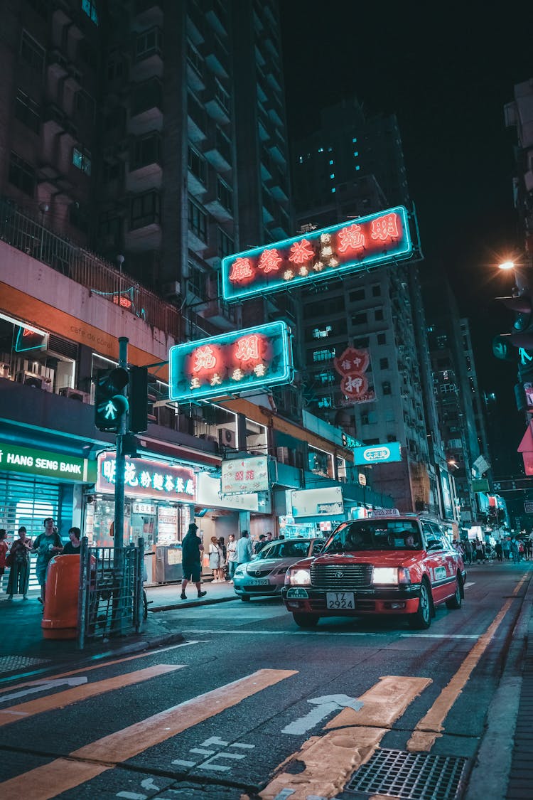 Vehicles On Road At Night