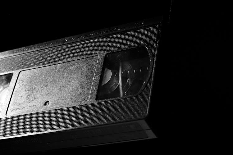 Grayscale Photography Of Vhs Tape