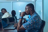 Students in an IT class learning coding and software development in Accra, Ghana.