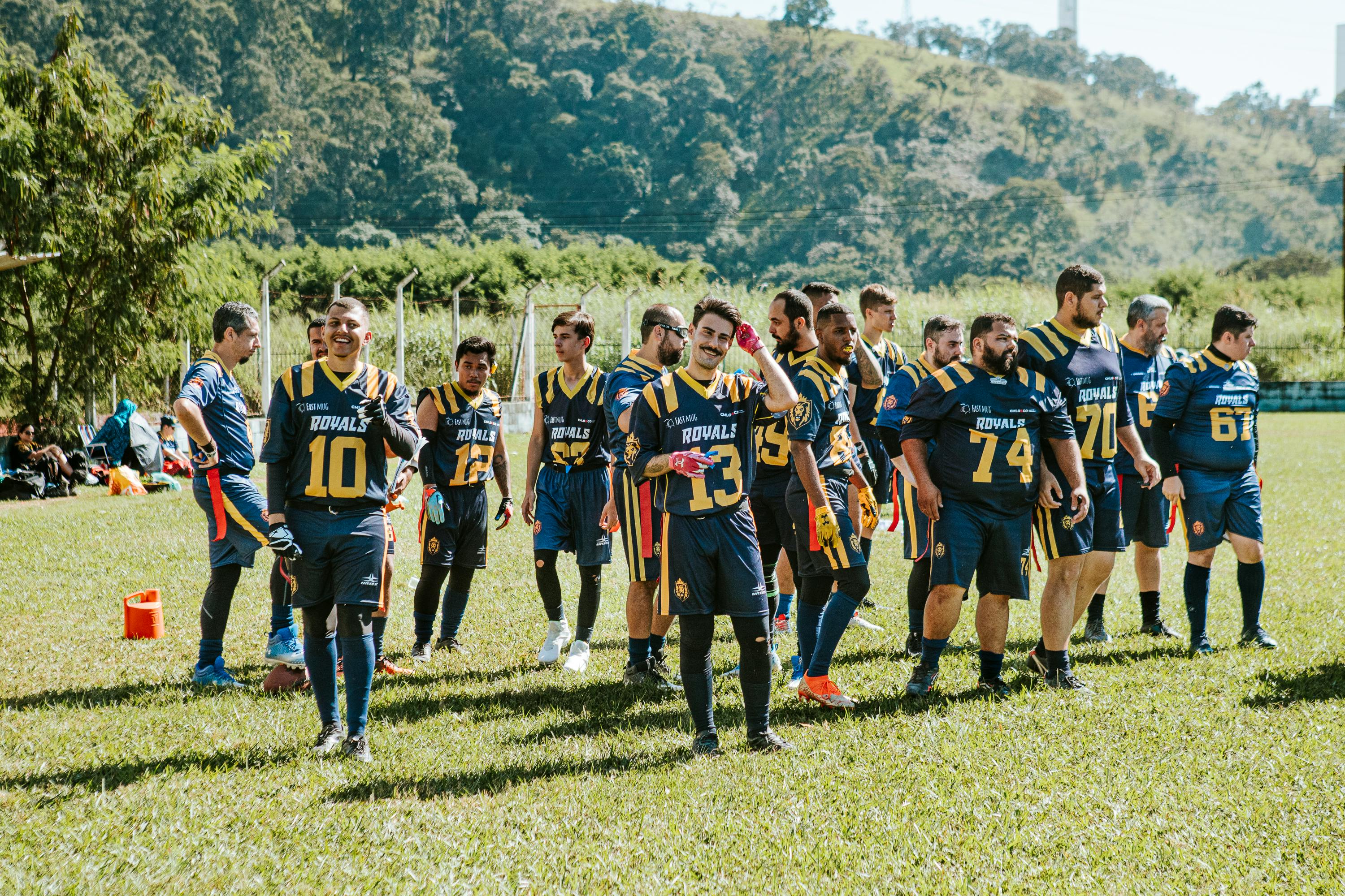 Local Football Team Gathering Outdoors