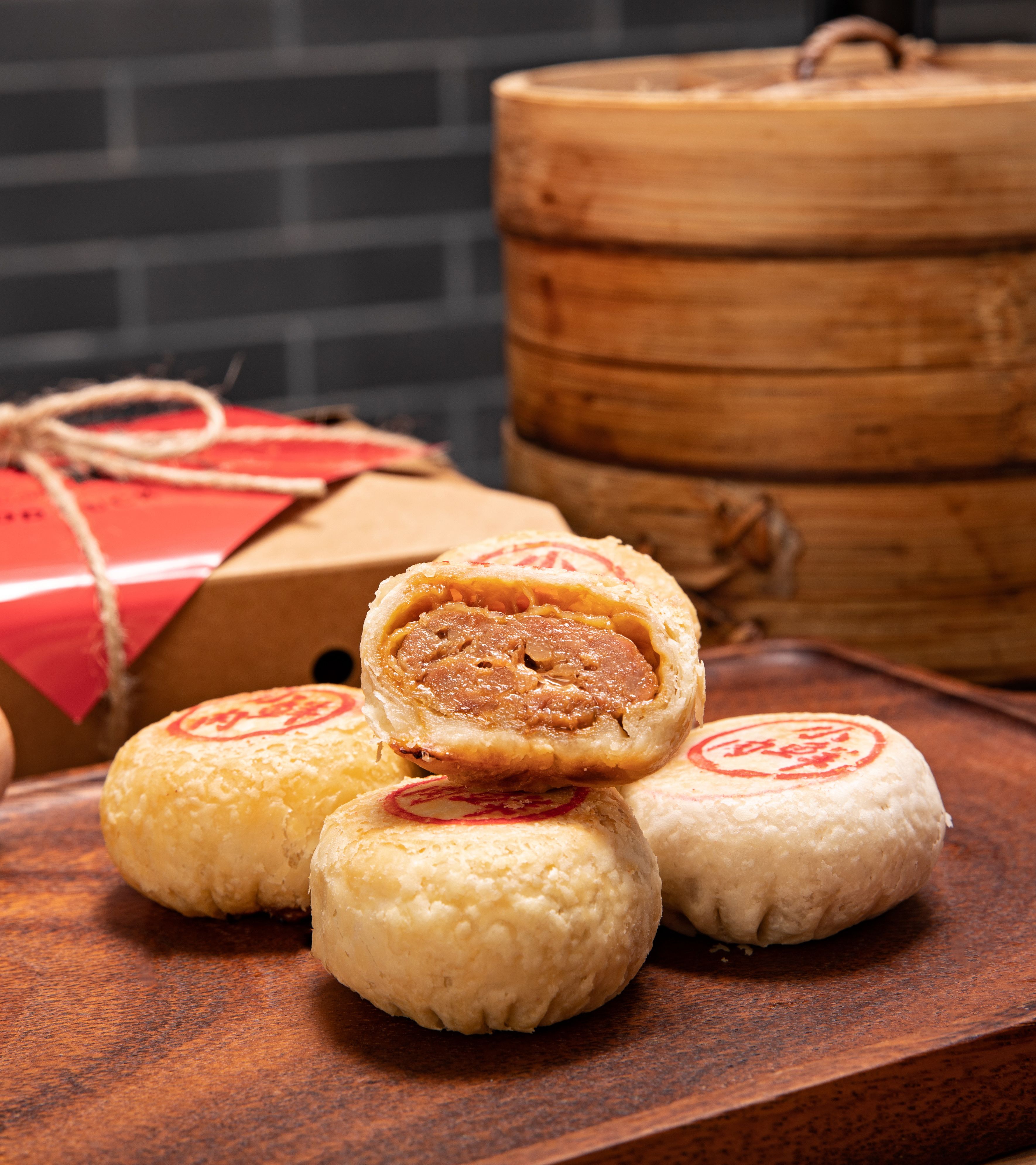 Traditional Chinese Mooncakes on Wooden Tray · Free Stock Photo