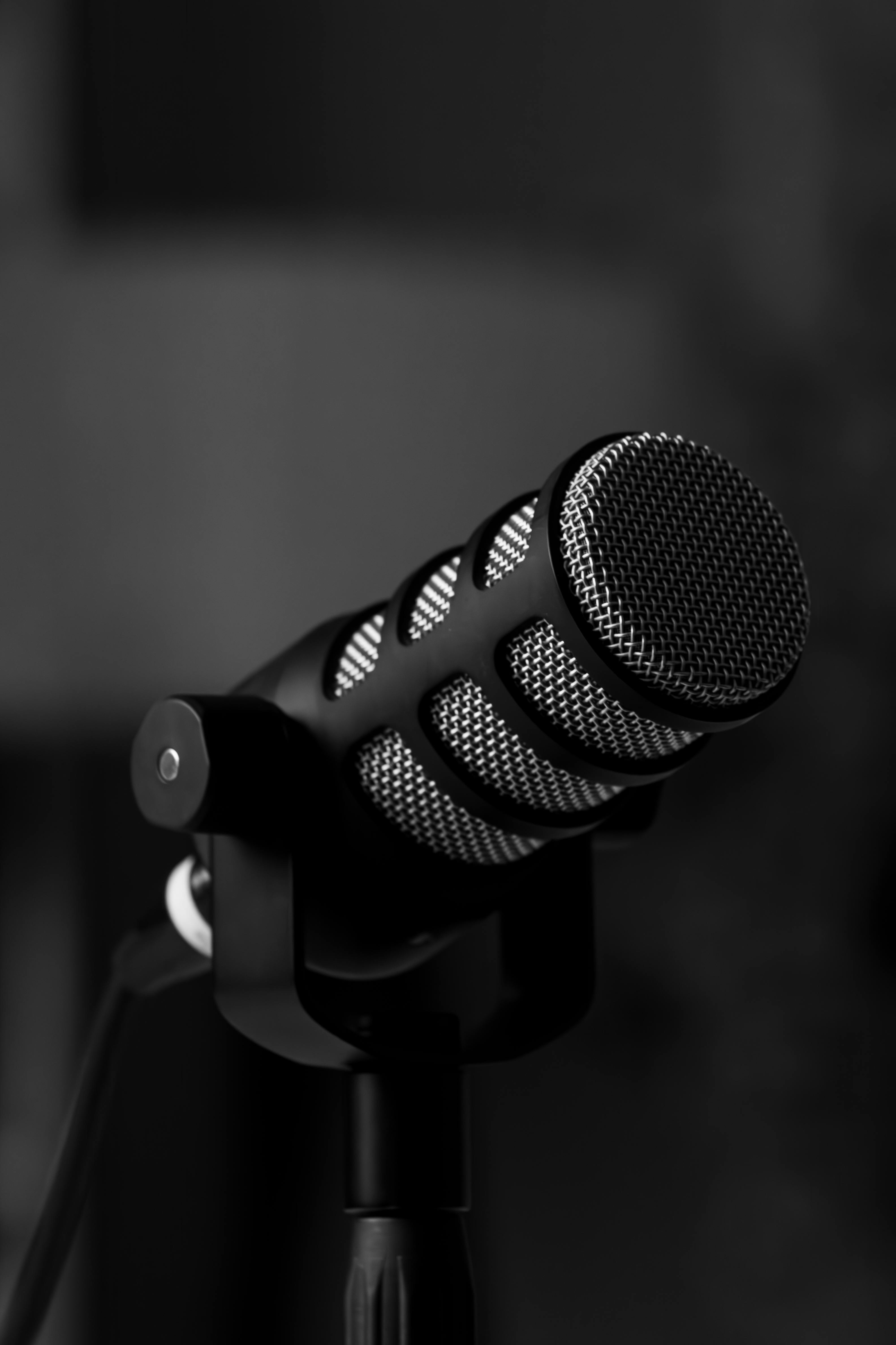 Gratuit Prim-plan alb-negru al unui microfon, perfect pentru podcasting și înregistrare audio. Fotografie de stoc