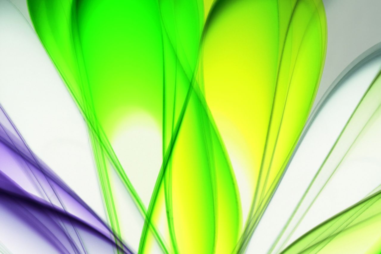 abstract art featuring vibrant green and yellow flowing waves with a m