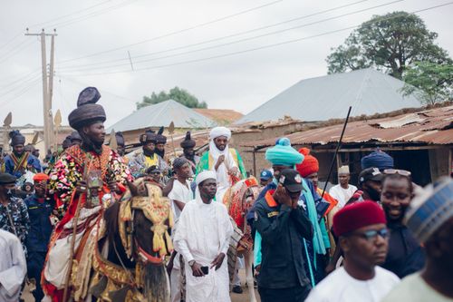Free A colorful, traditional cultural parade with participants in Nigeria. Stock Photo