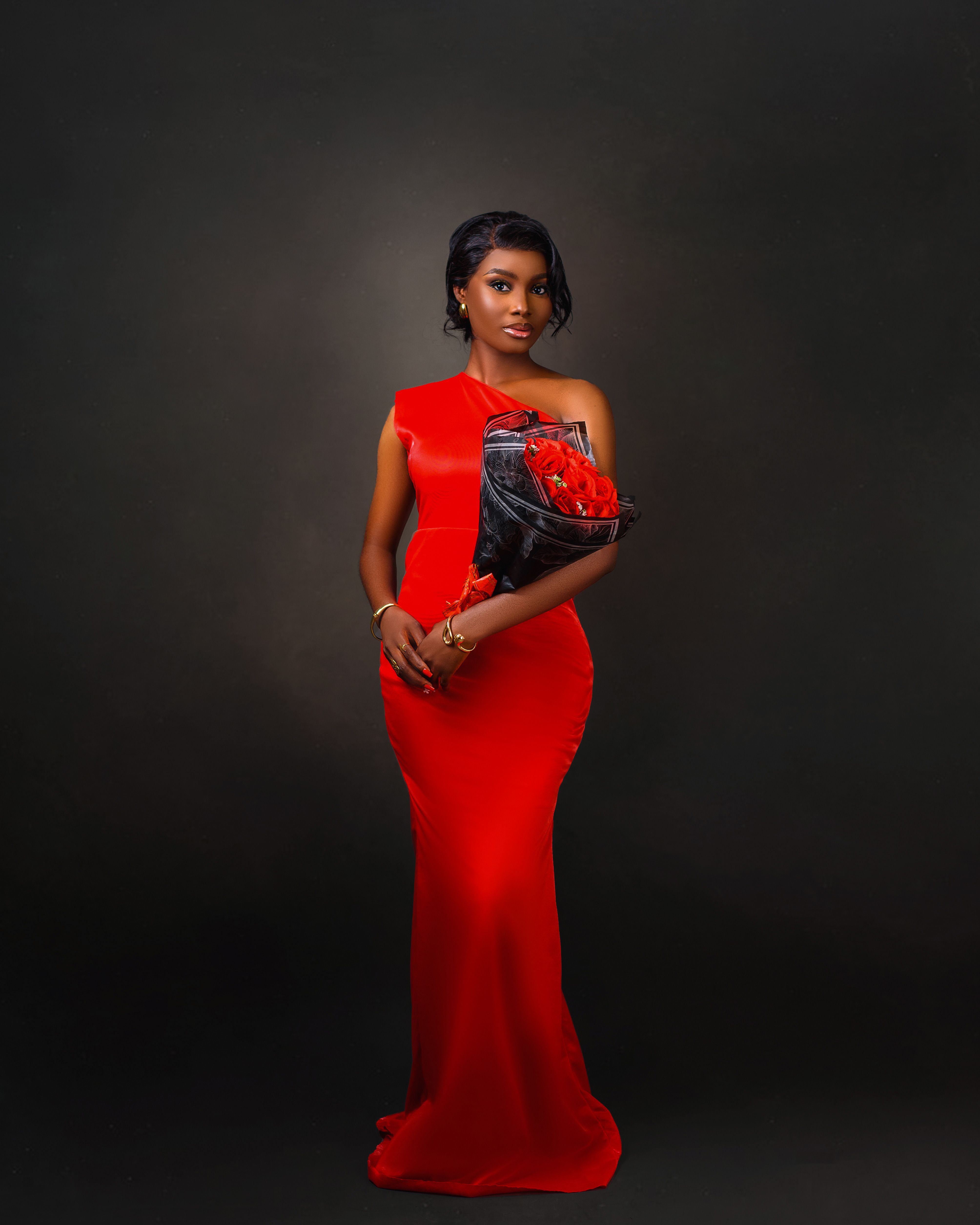 Smiling Woman Wearing an Amazing Red Dress  Free Stock Photo