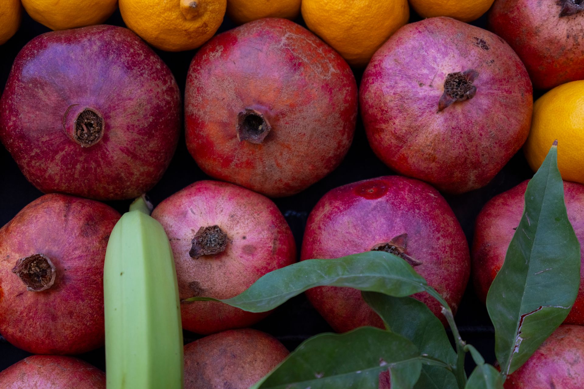 organic pomegranates at market