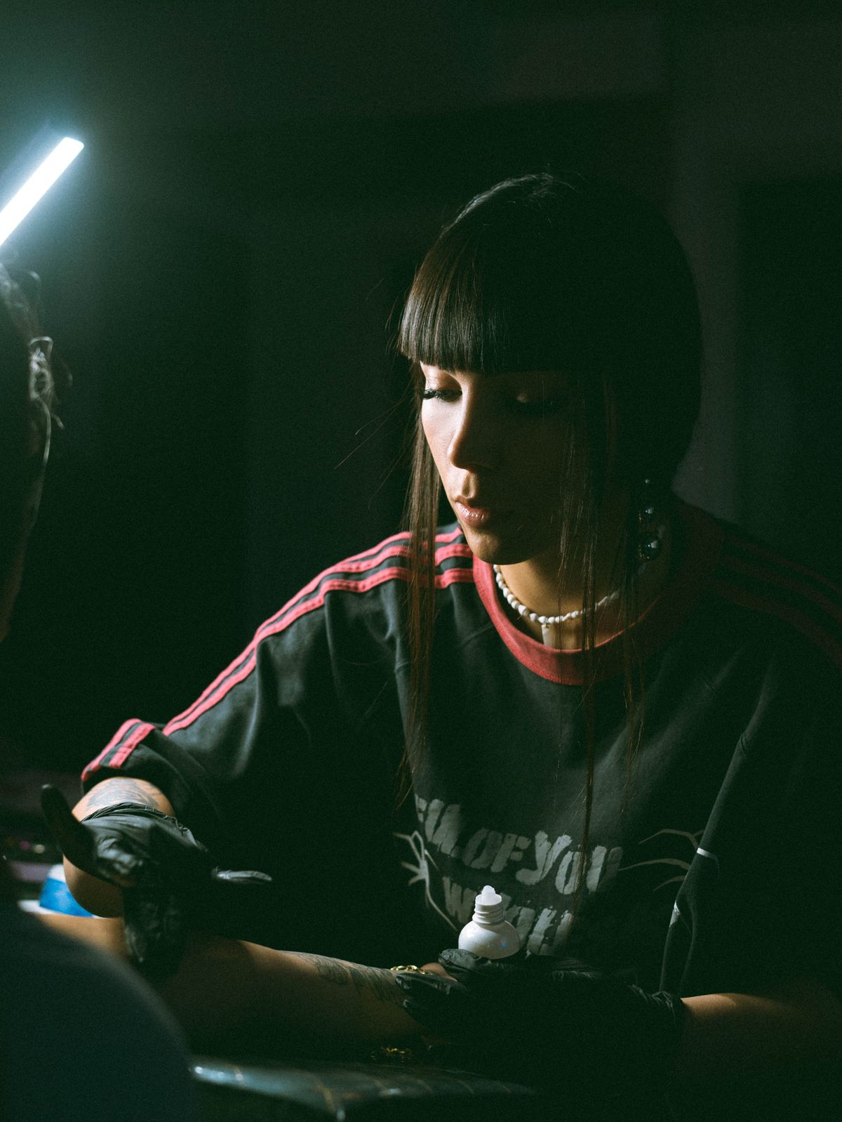 Hana working a detailed arm design
