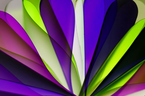 Free Vibrant abstract pattern of colorful paper fans in purple, green, and blue hues. Stock Photo