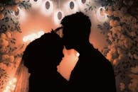 Romantic Silhouette of Bride and Groom at Wedding