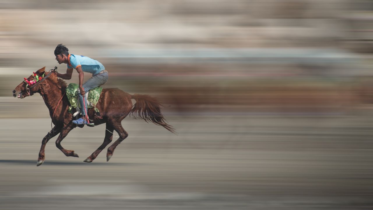 a vibrant image capturing a fast paced horse race in chittagong bangla