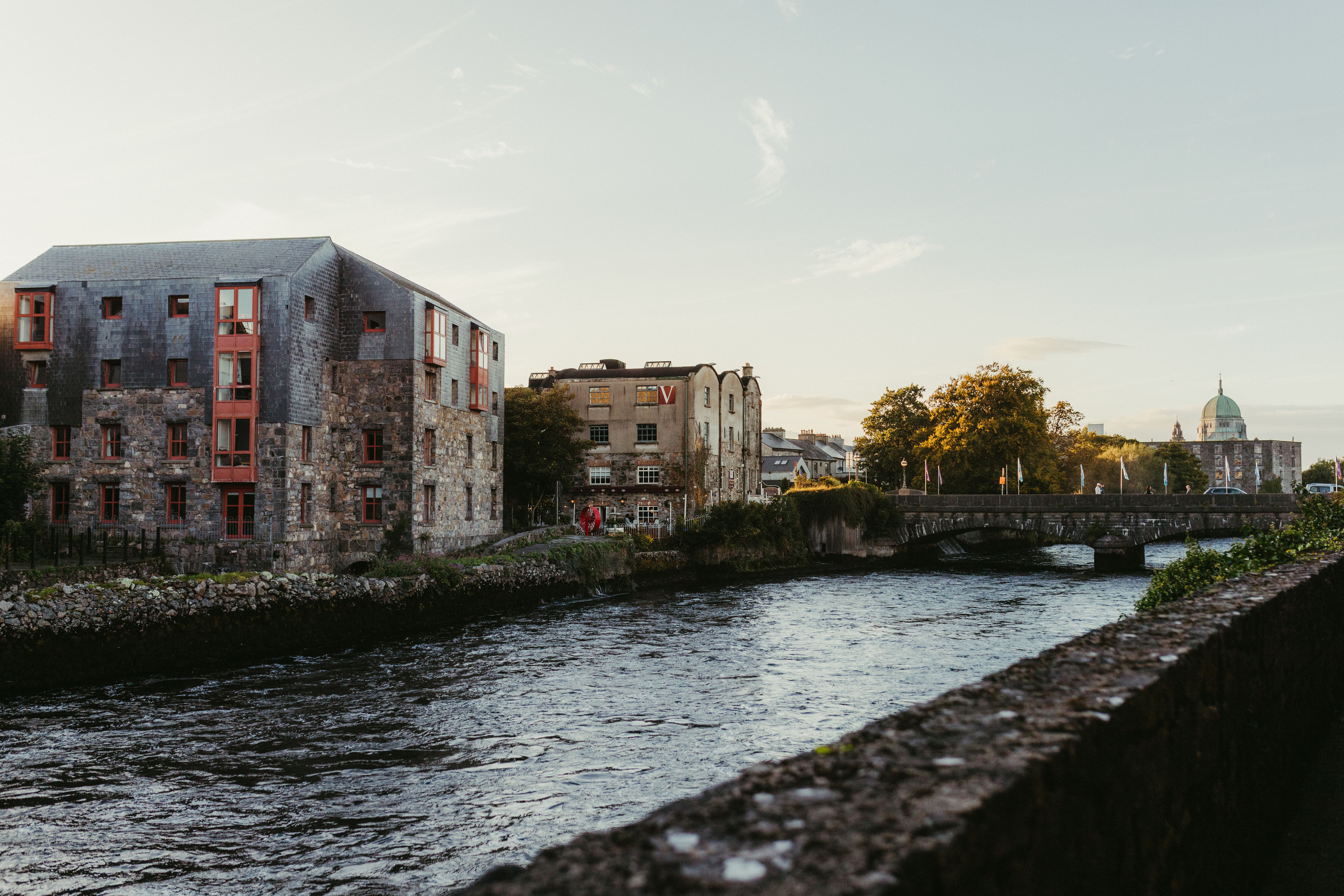 The River Corrib and Galway Cathedral in Galway on Ireland's west coast