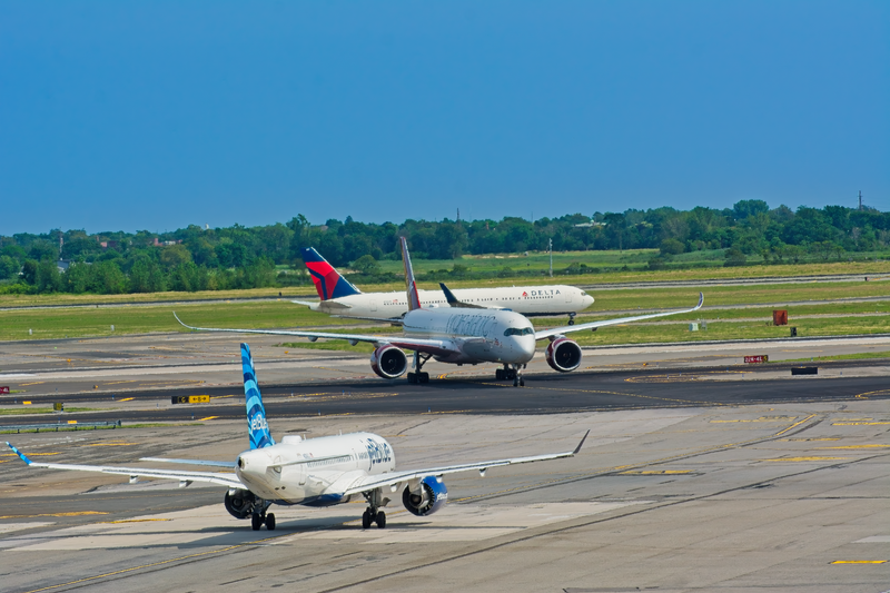 Airplanes on JFK airport runway