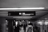 Black and White Subway Station Exit Sign