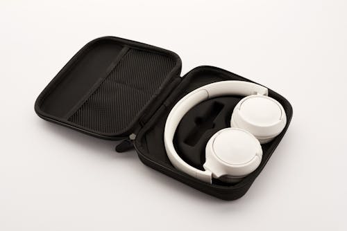 White Headphones With Black Case