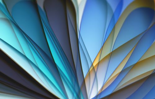 Free Vibrant abstract image with layered blue and beige curved shapes, creating a dynamic visual pattern. Stock Photo