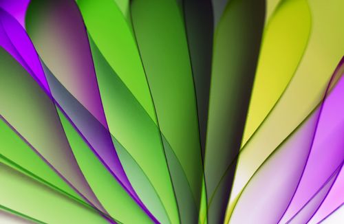 Free Colorful abstract design featuring layered paper in vibrant green, purple, and yellow shades. Stock Photo