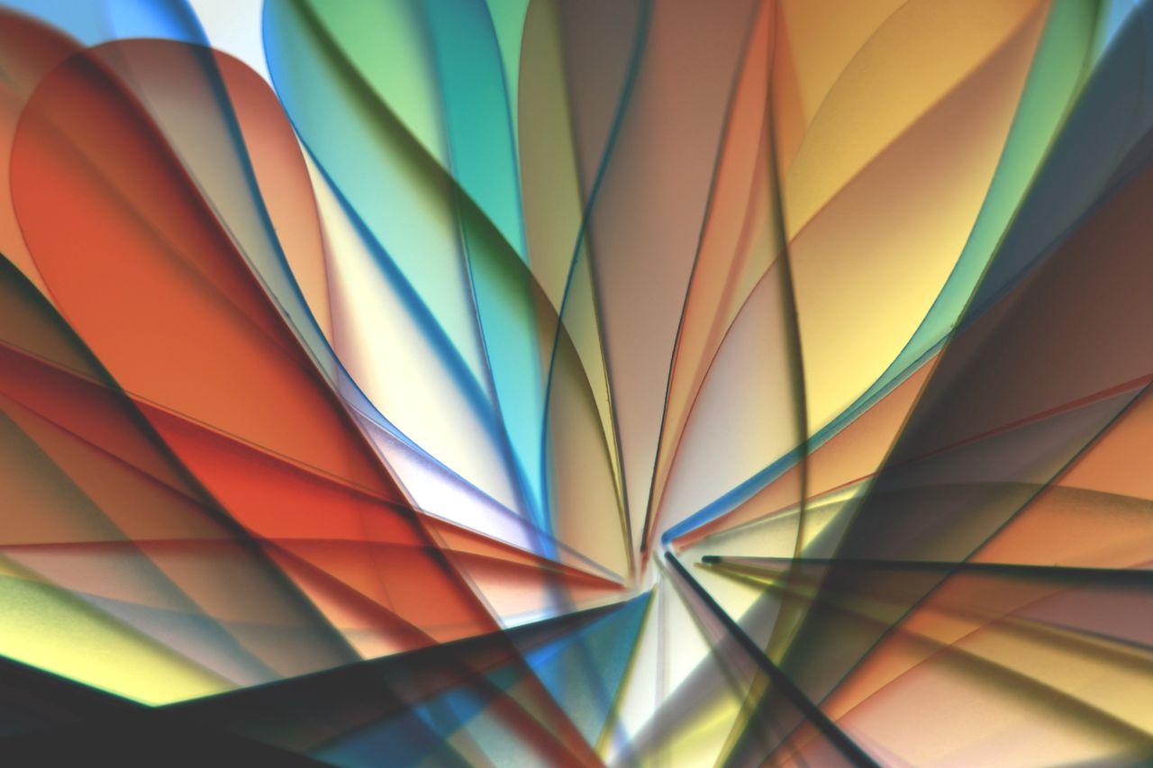 vibrant abstract composition with colored light and shadow creating dy