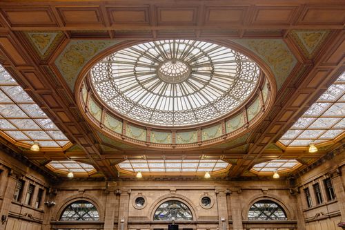 Free Stunning architectural dome ceiling in a historic building in Scotland, featuring intricate design and wooden details. Stock Photo