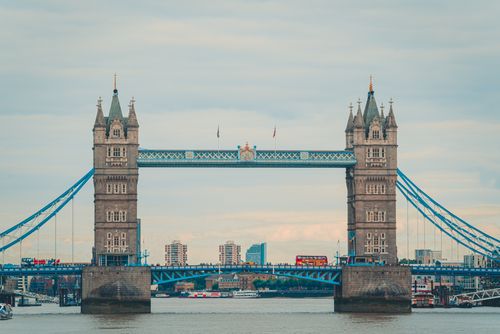 Free Scenery of historic suspension Tower Bridge crossing Thames river in London downtown on clear day Stock Photo