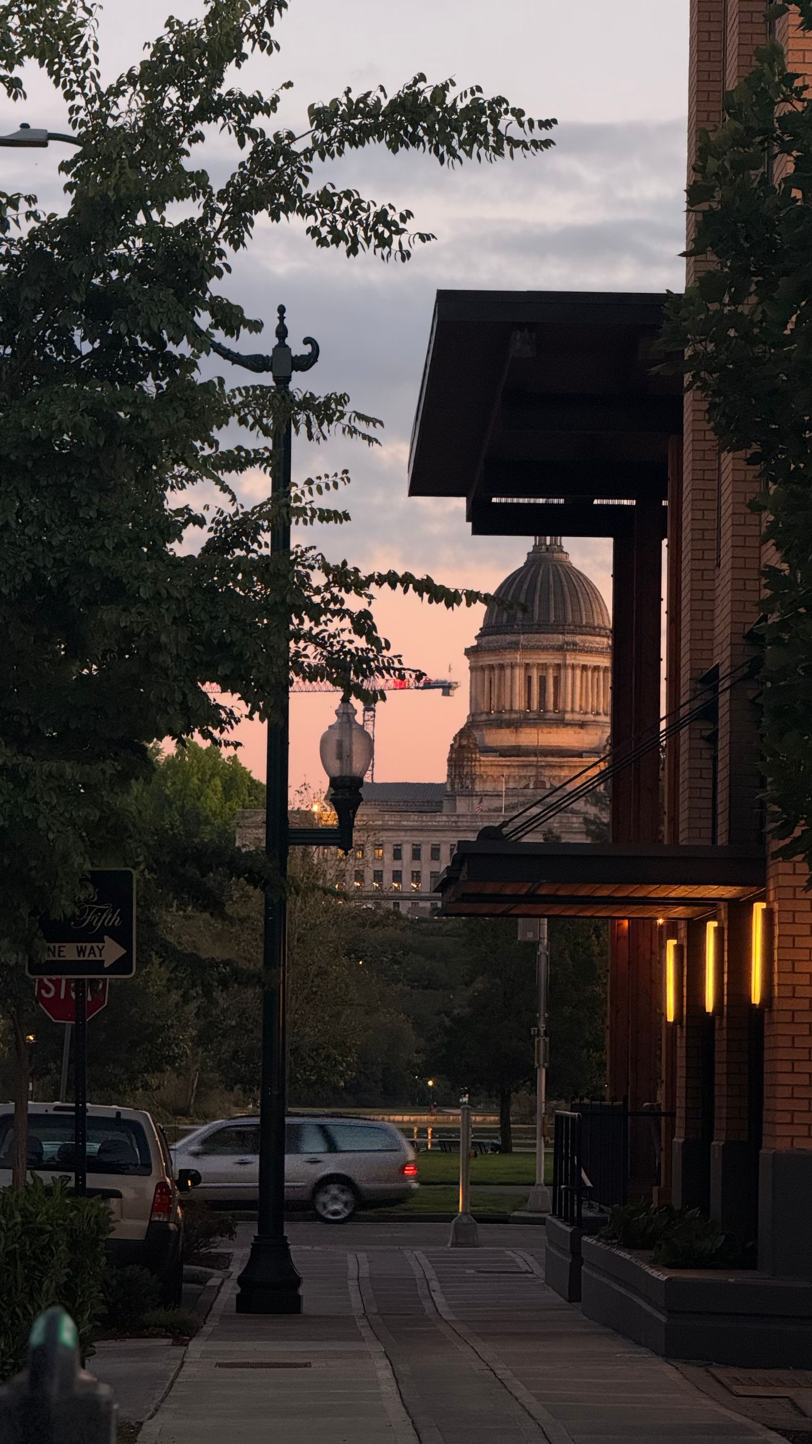 Downtown Olympia Washington at sunset representing Pacific Northwest small business growth