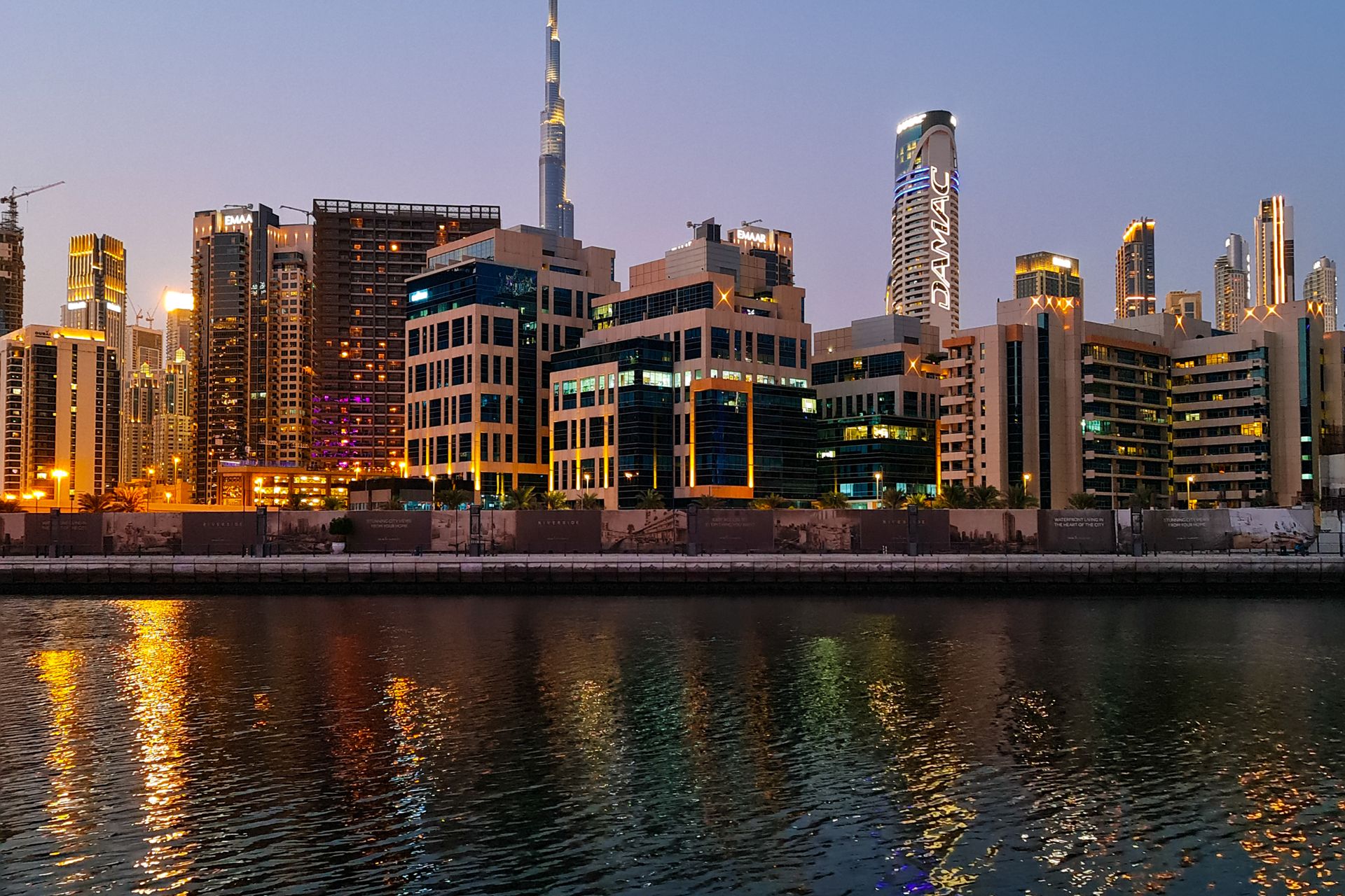 Dubai skyline with Burj Khalifa at twilight