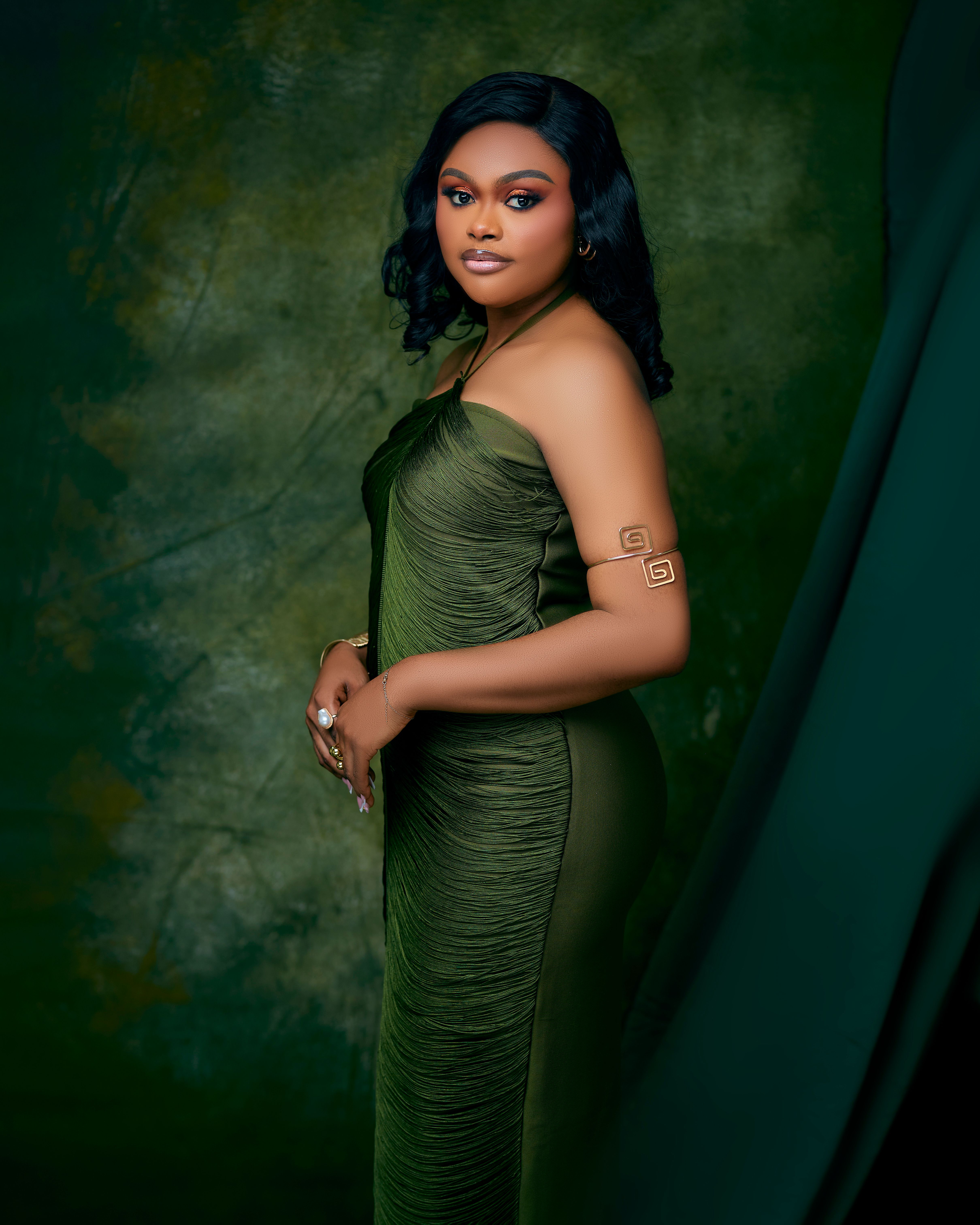 Elegant Woman in Green Dress Portrait · Free Stock Photo